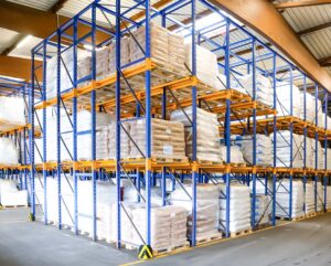 Selective pallet racking for high bay warehouse storage
