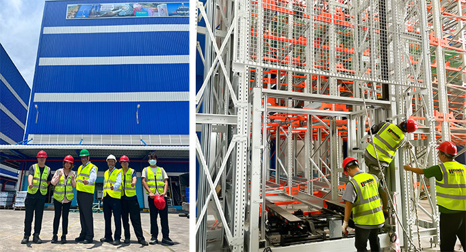 HUAYIDE project team performing on-site warehouse automation system installation