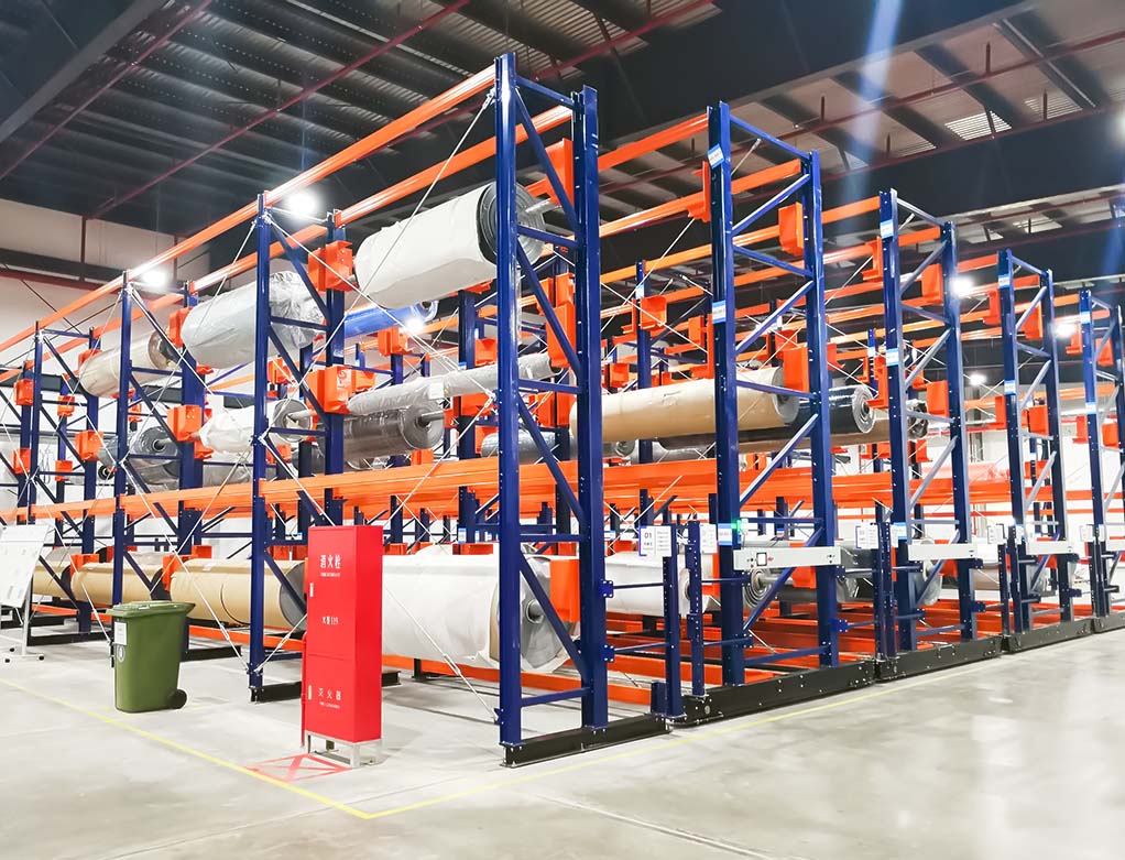 HUADE electric mobile racking for large industrial roll storage