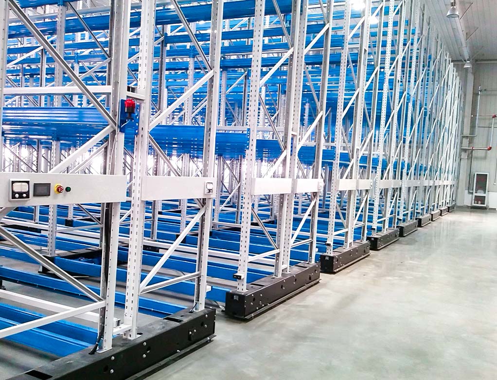 HUADE rail-less electric mobile pallet racking for logistics warehouse