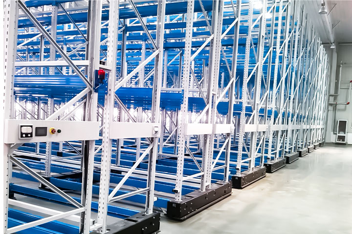 HUADE trackless mobile pallet racking system with polyurethane wheels for flexible warehouse storage