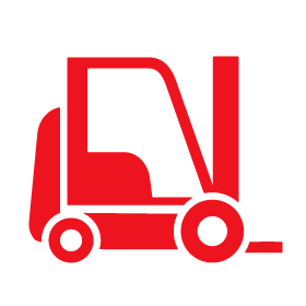 Abstract icon representing VNA forklift operations in narrow aisles