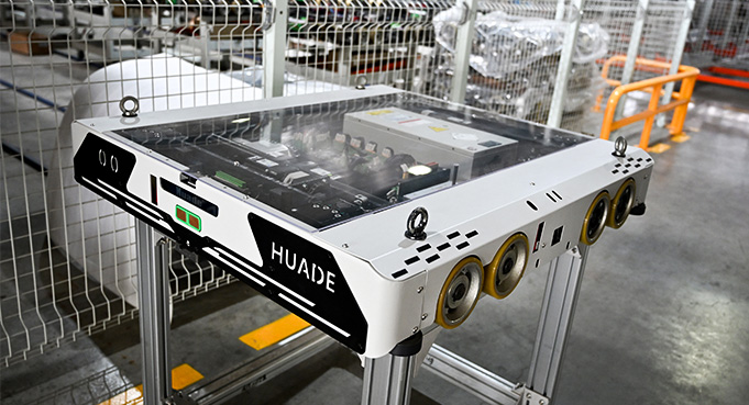 Black and White Four Way Pallet Shuttle Prototype